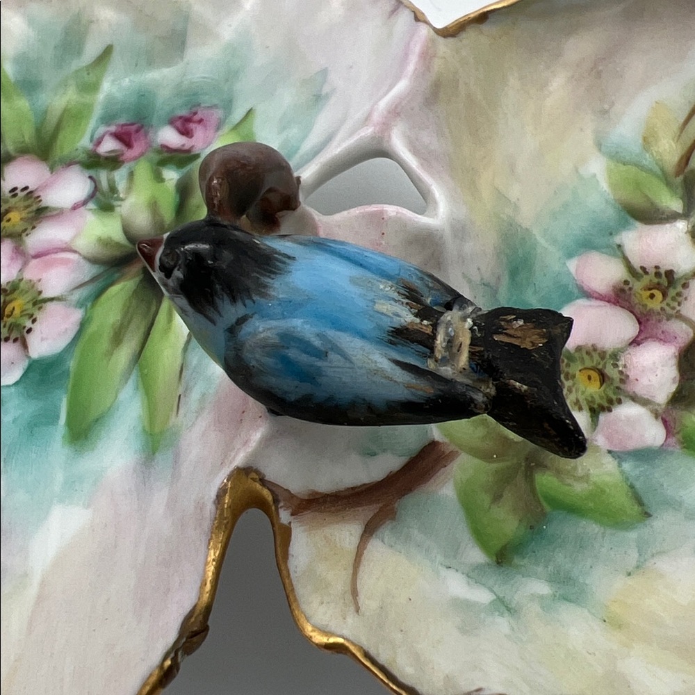 Vintage M.C.E. Peterson Signed Hand-Painted Lusterware Floral Porcelain Dish - Picture 3 of 9